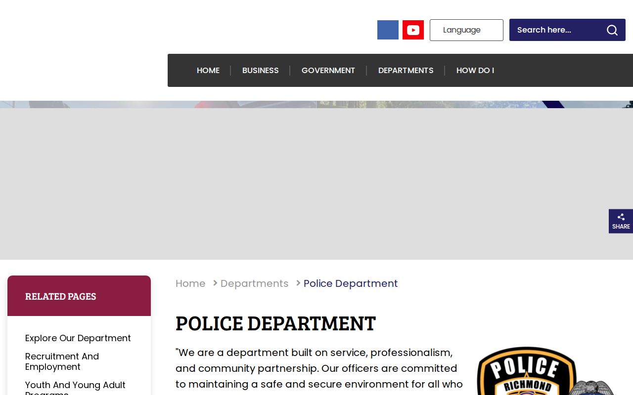 Richmond Police Department official page for Richmond arrest records
