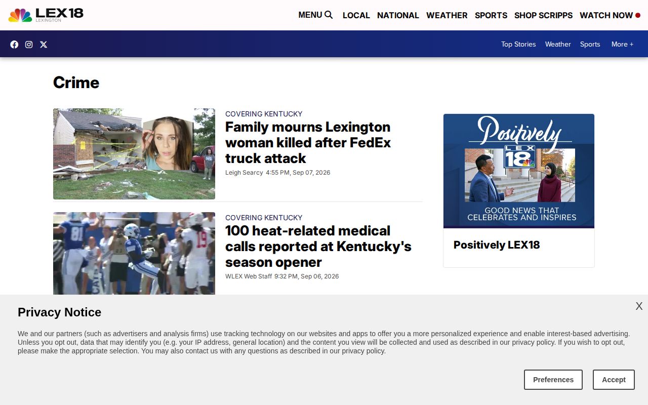 LEX 18 regional crime news page used as secondary Madison County context
