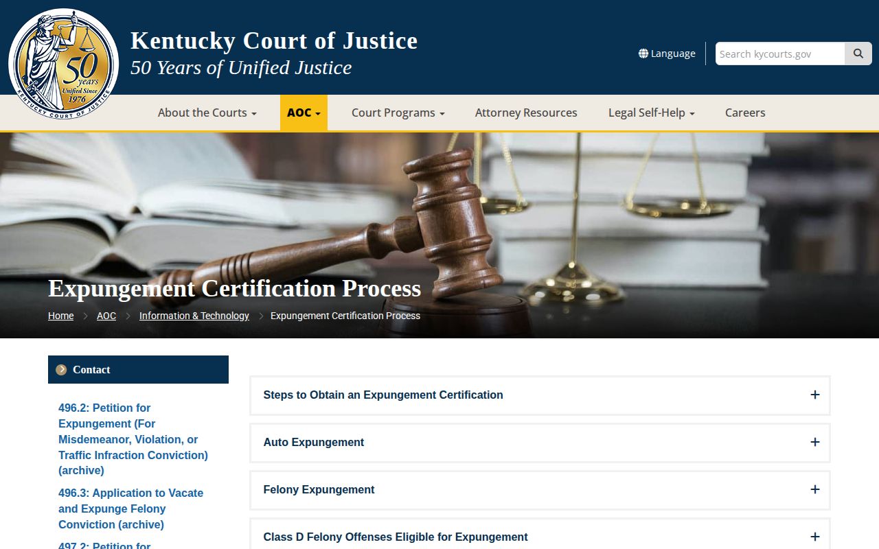Kentucky expungement information for Madison County arrest records